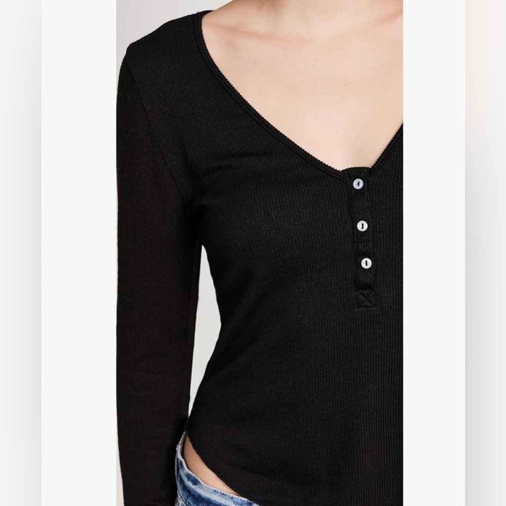 Free people keep it basic black ribbed tee - Picture 3 of 8